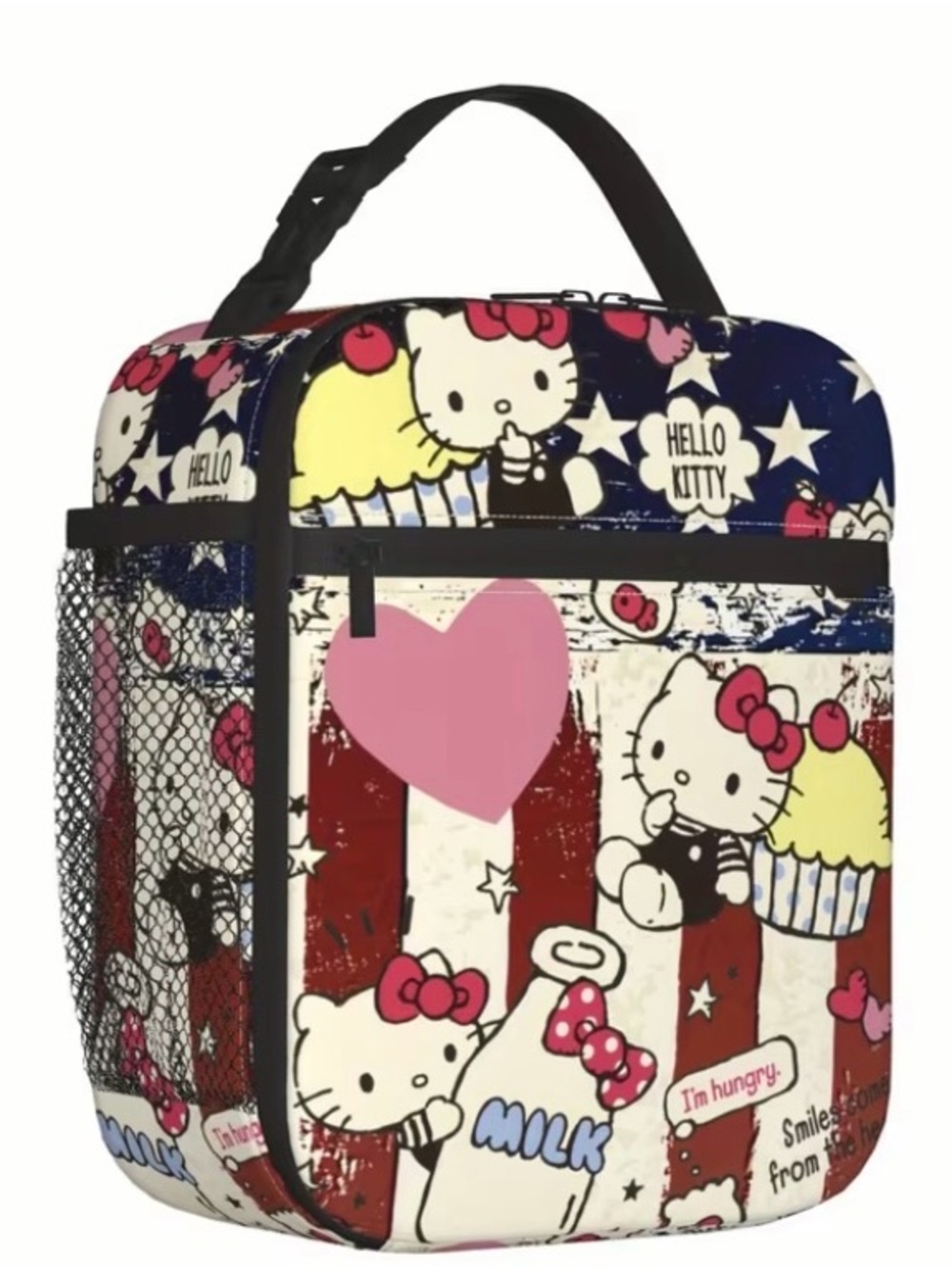 Hello Kitty Pink, Red, Blue & White Kids Lunch Tote with Handle